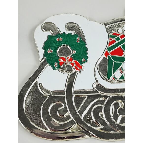Oneida Rogers Sleigh Coaster 4 1/4" Christmas Holiday 1988 Japan x5 Silverplate - Picture 13 of 13